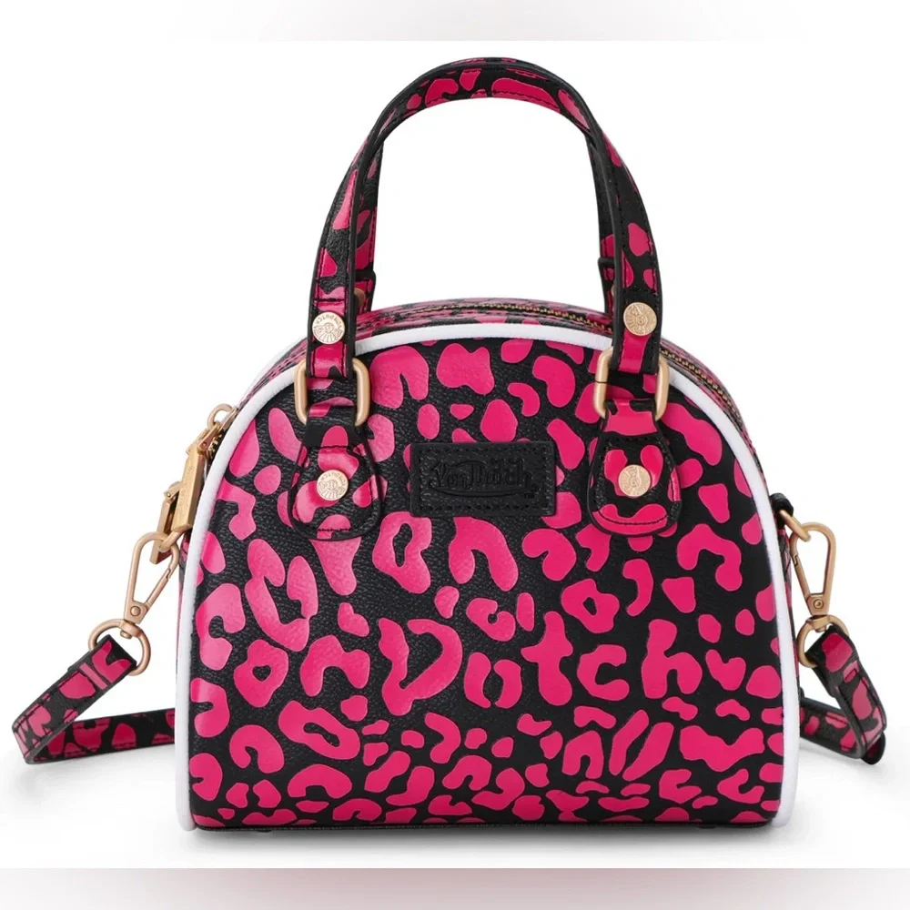 VON DUTCH HOT‑PINK CHEETAH BOWLING BAG NWT - Picture 4 of 7